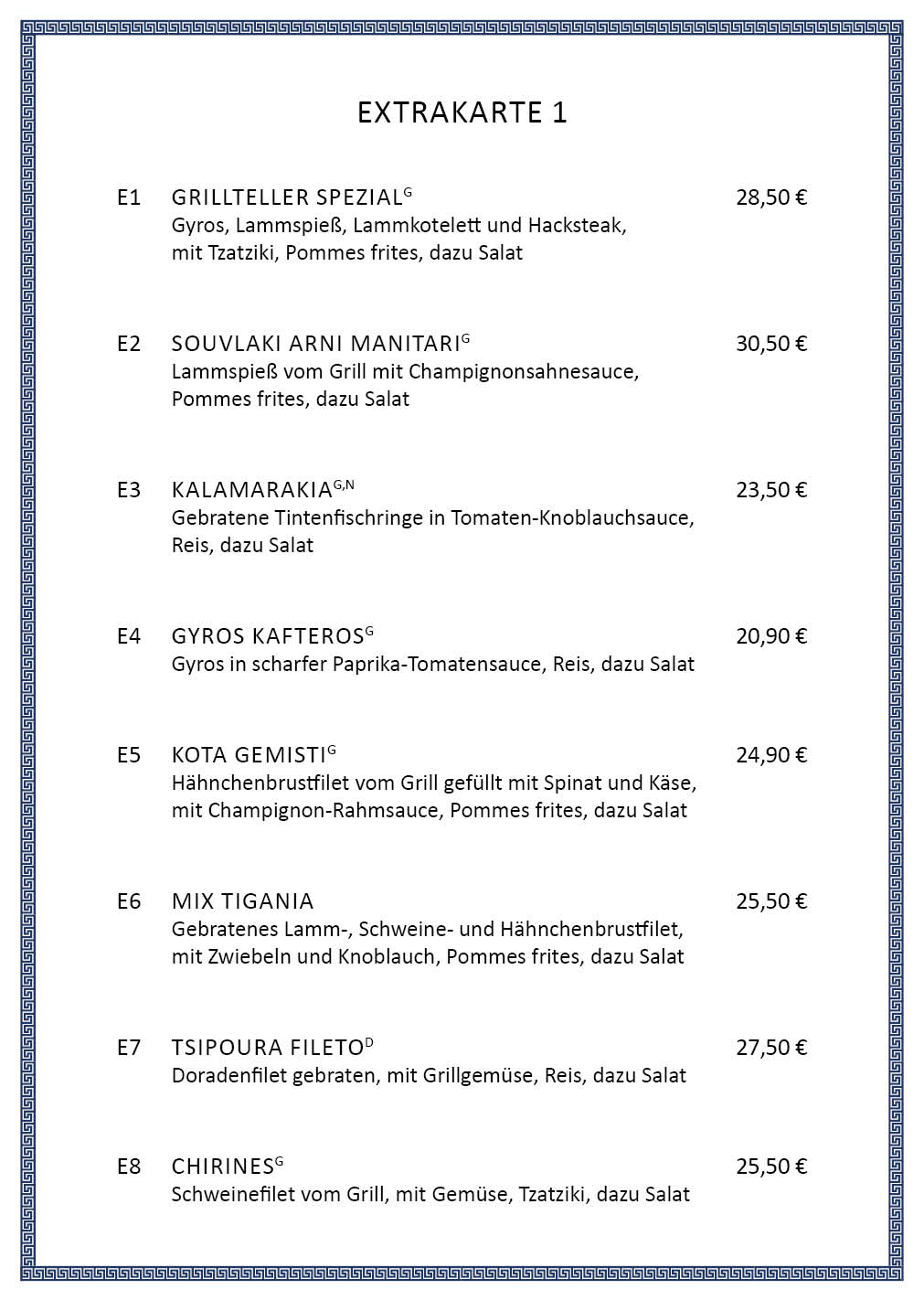 Taverna Santorini Speisekarte 3